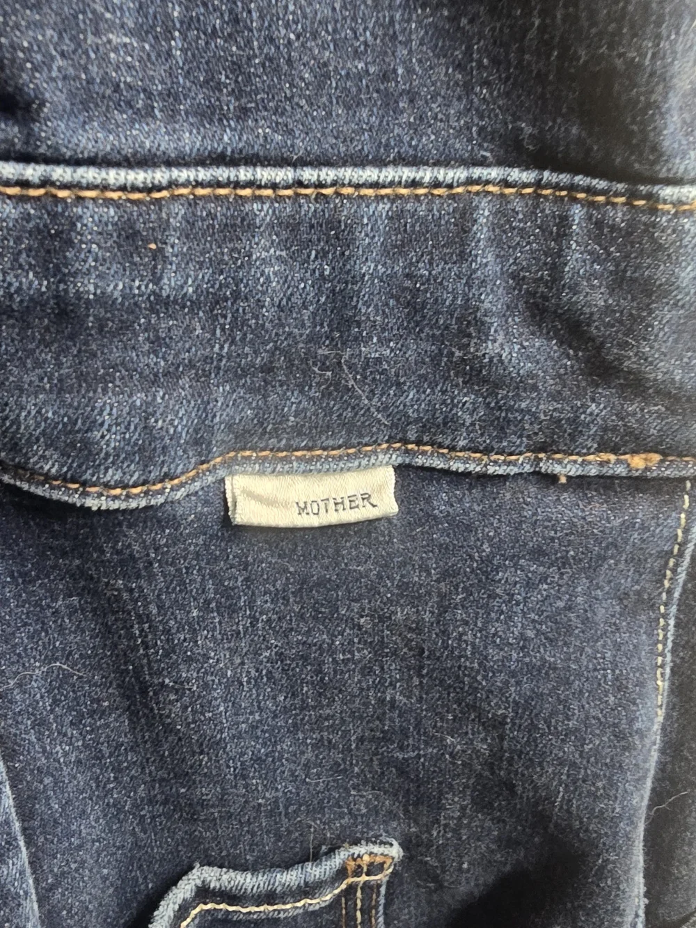 MOTHER Dark Blue Denim High-Waist Overalls with Ponte-style Bodice - Picture 5 of 6